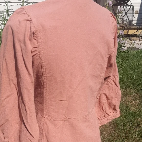 Moon🌛RiverCOTTON Dusty🎀PinkLong Sleeve Wrap Dress SIZE L Mini - Picture 4 of 12